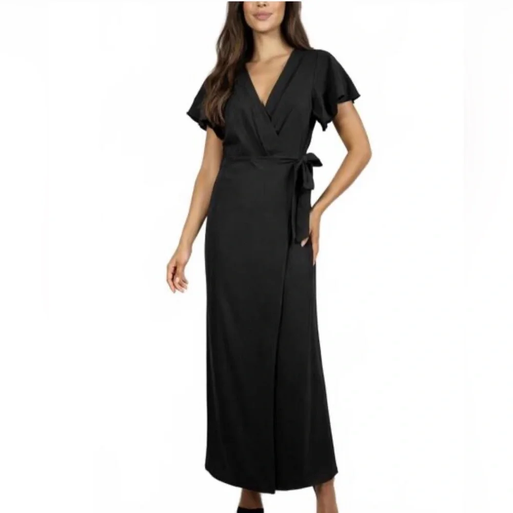 Halara Women’s Black Short Sleeve Wide Leg Wrap Jumpsuit Sz XL - Picture 16 of 16